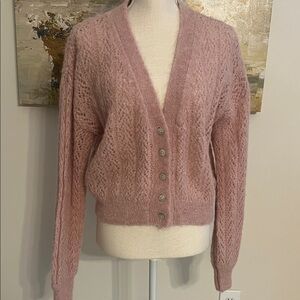 Soft Pink Button-Up Women Sweater